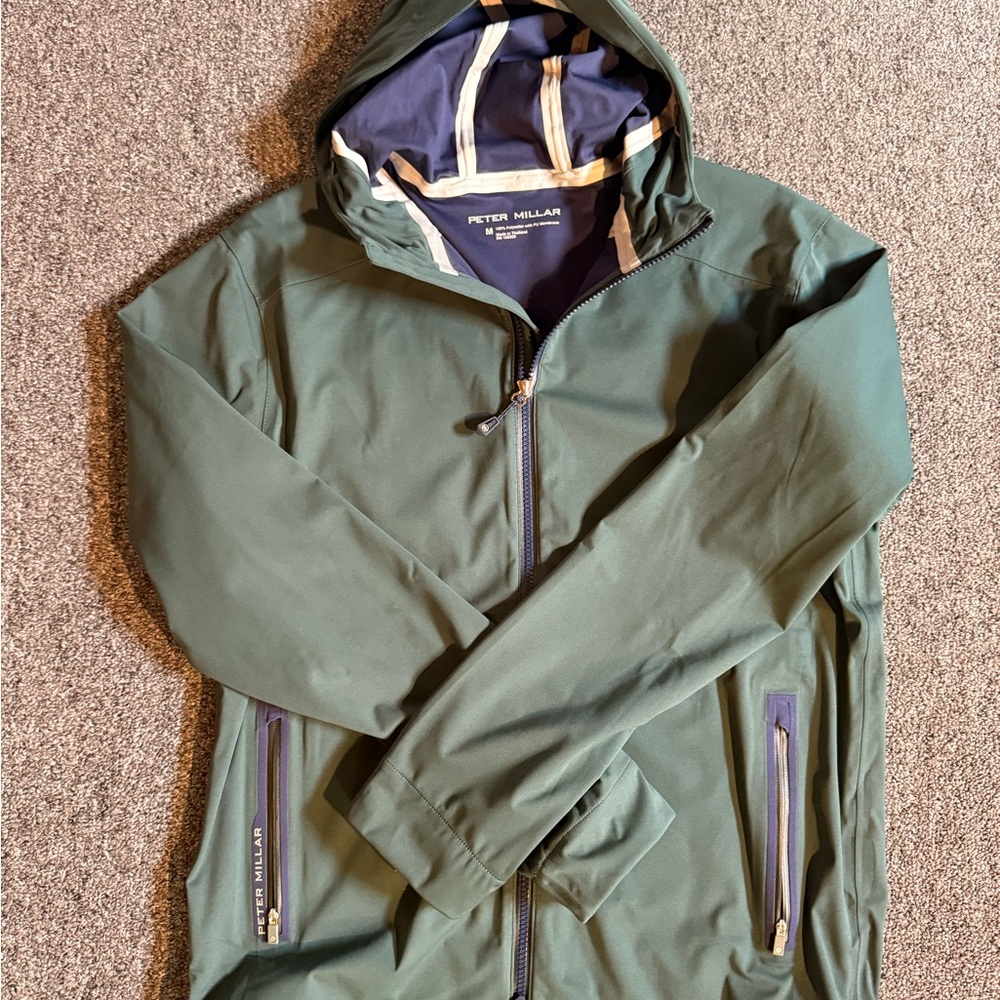 Peter Millar Green Hooded Rain Jacket medium NWOT